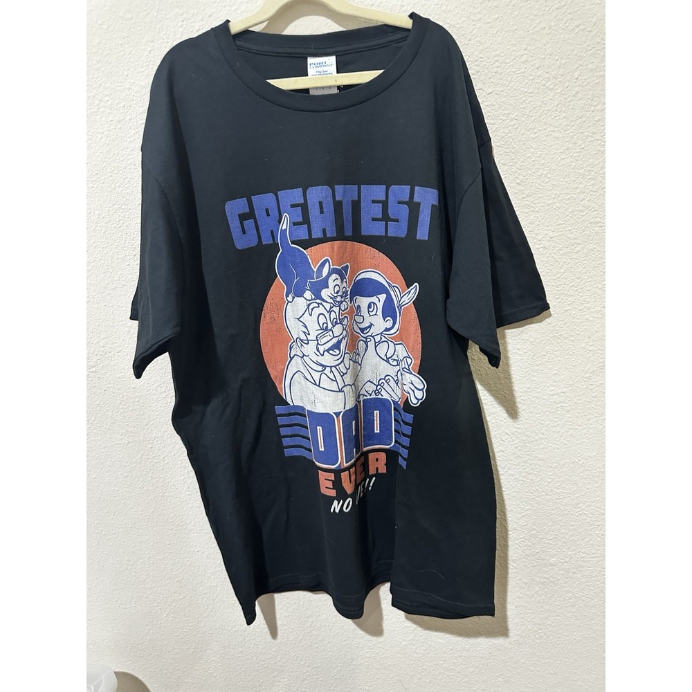 Disney Pinocchio Greatest Dad Ever No Lie Graphic T-Shirt Black Adult Large